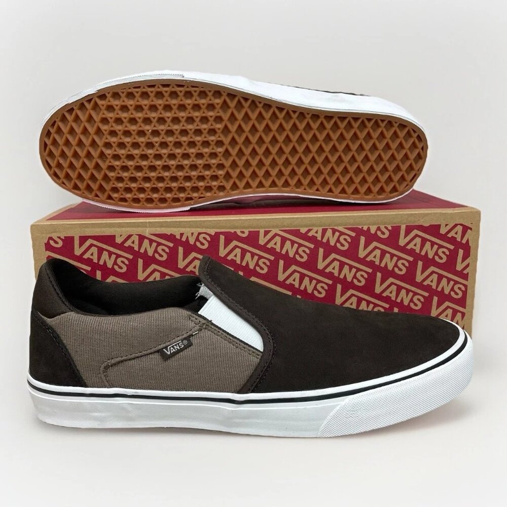 Vans Asher Deluxe Cozy Knit Coffee Skater Slip-On Men's Sneakers Size 9 Shoes